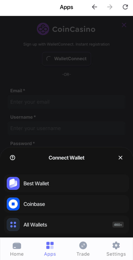 Connecting Best Wallet to betting site