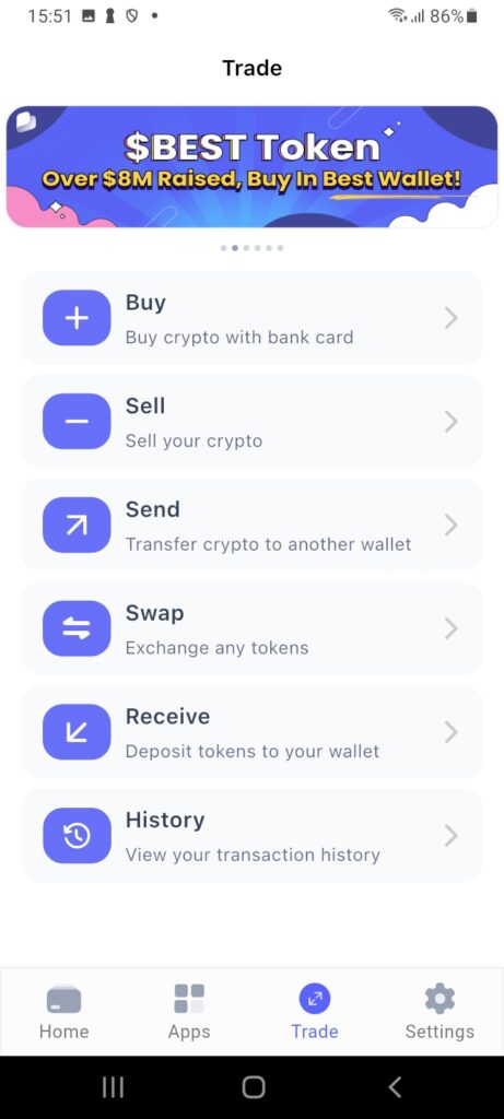 Buy crypto on Best Wallet