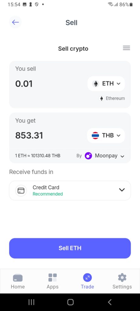 Sell ETH to get THB on the best Polygon wallet.