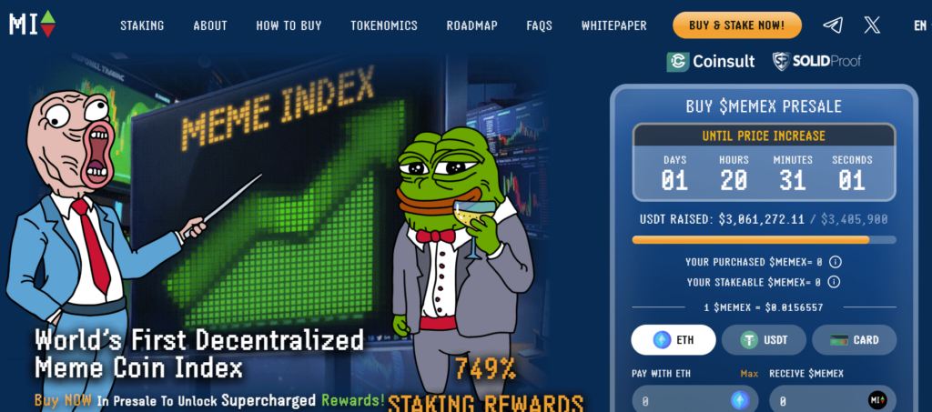 Meme Index featuring a decentralized meme coin index