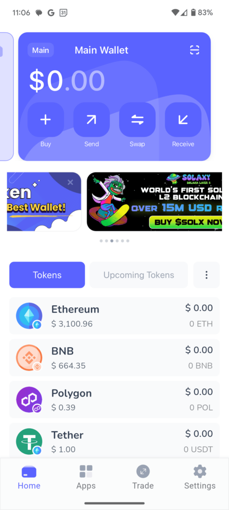 Best Wallet dashboard