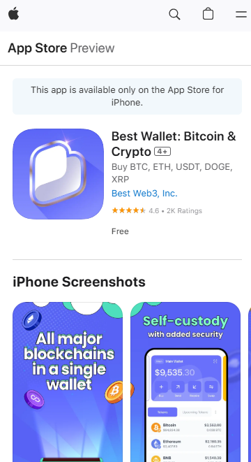 Best Wallet opiniones en iOS App store.