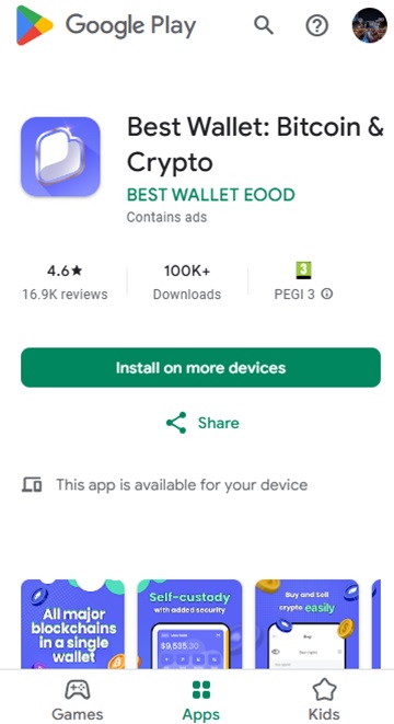 Best Wallet opiniones en Google Play store.