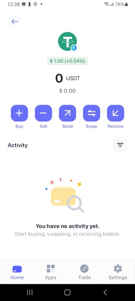 Buy, sell, swap, send, or receive USDT on Best Wallet