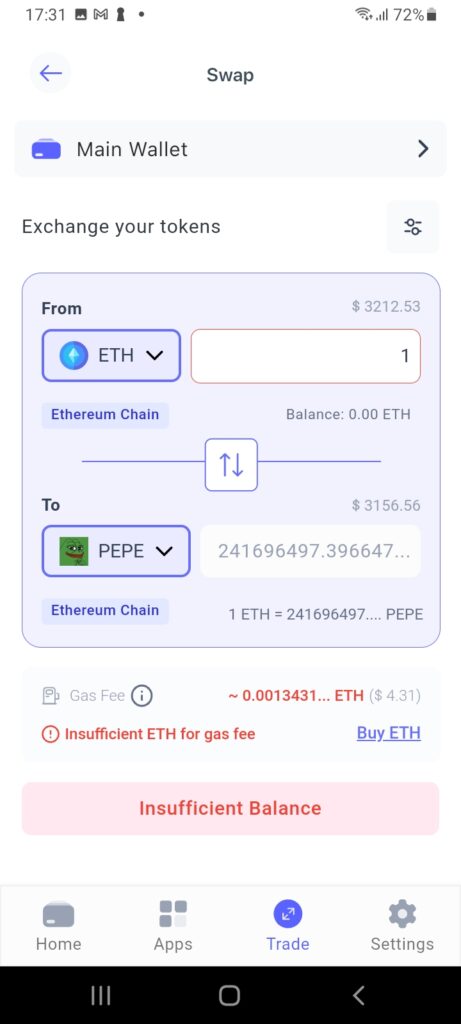 Swap tokens through Best Wallet decentralized crypto exchange