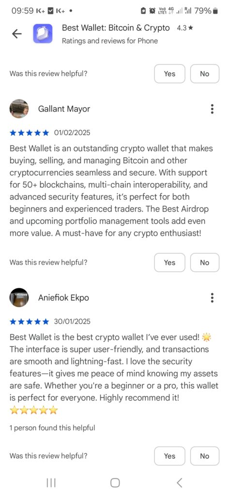 Best Wallet social proof on iOS and Android.