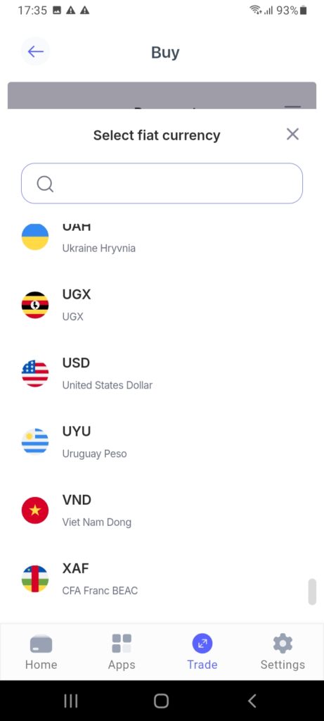 Choose your preferred fiat currency on the Best Wallet app. 