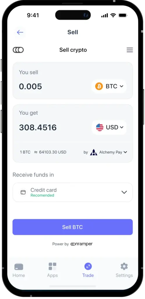 Sell crypto on Best Wallet