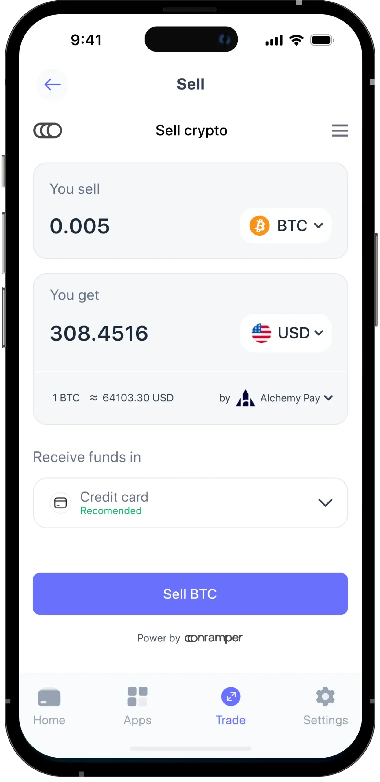 Sell crypto on Best Wallet