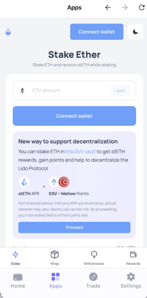 Stake ETH via the Best Wallet app