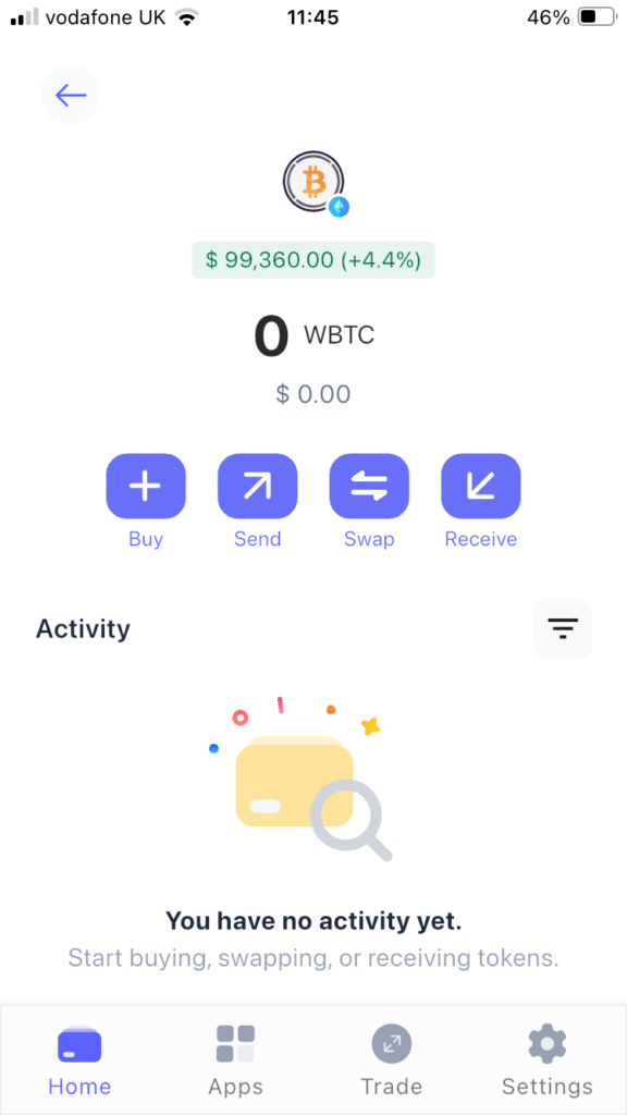 WBTC overview on the Best Wallet Canadian wallet app.