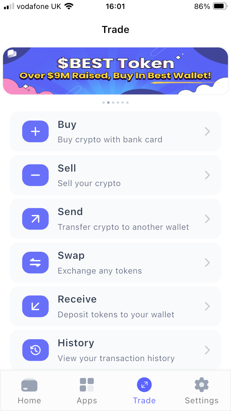 Best Wallet crypto buying and swapping options