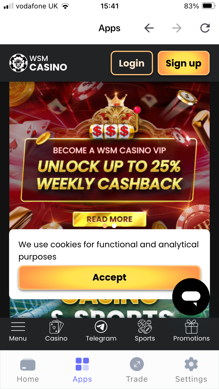 WSM casino cashback bonus in Best Wallet iGaming Hub