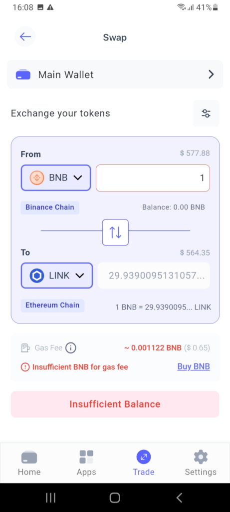 Swap BEP20 tokens in Best Wallet