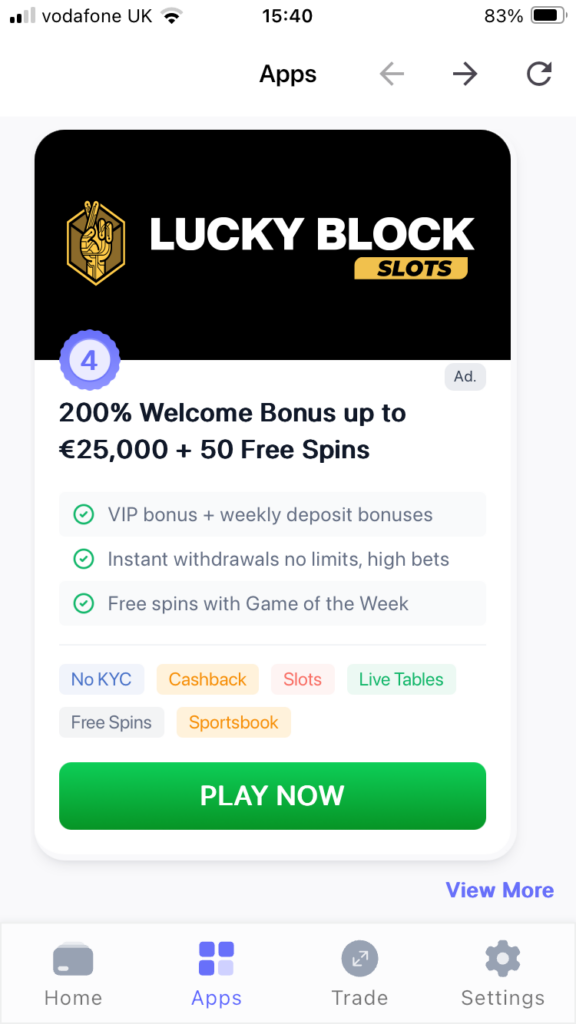 Lucky Block welcome bonus on Best Wallet for sports betting