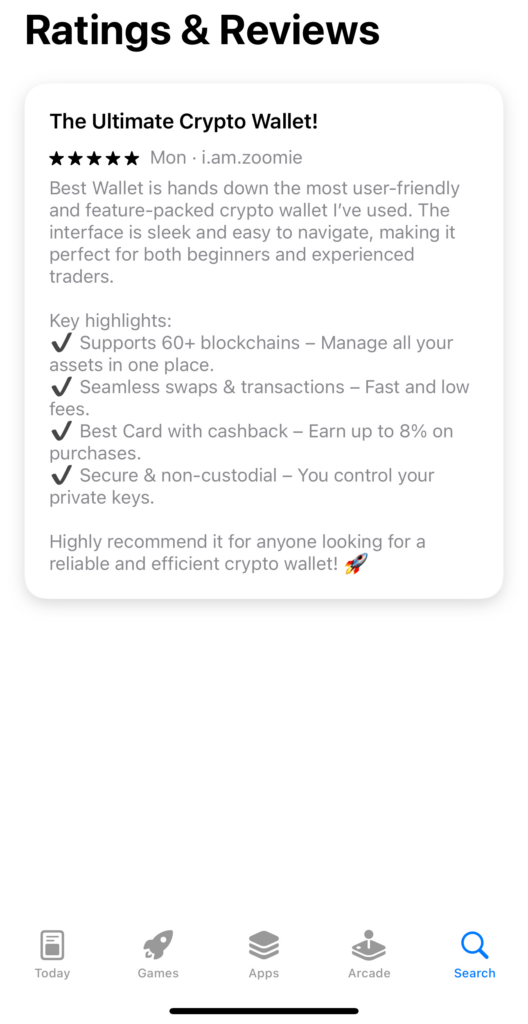 High quality user reviews for Best Wallet on iOS devices.