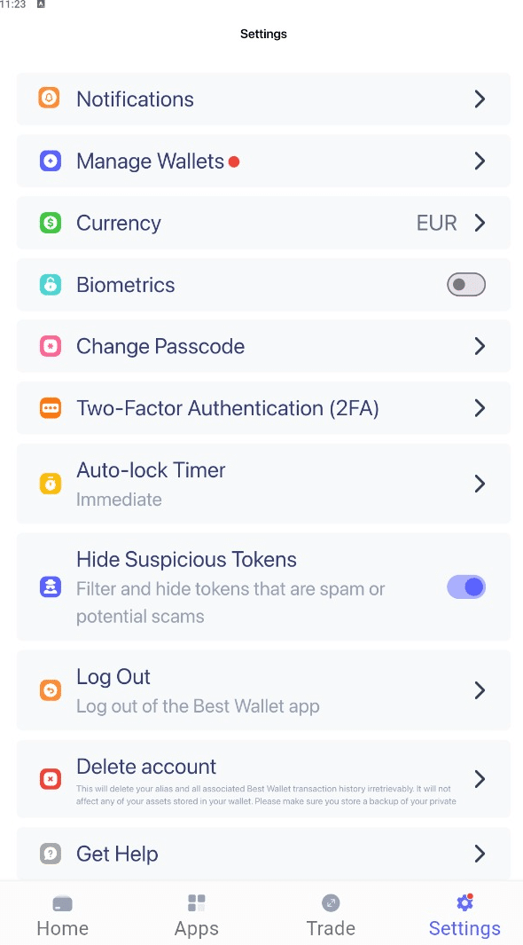 Beveiliging bij Best Wallet