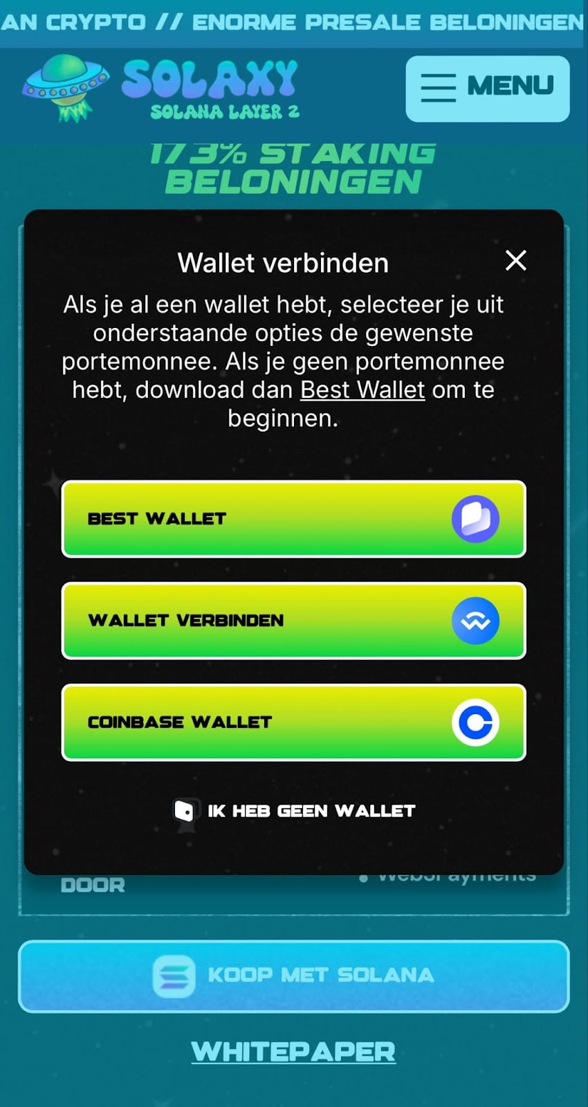 Solaxy wallet verbinden