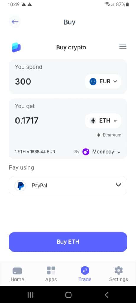 Compra criptomonedas con PayPal