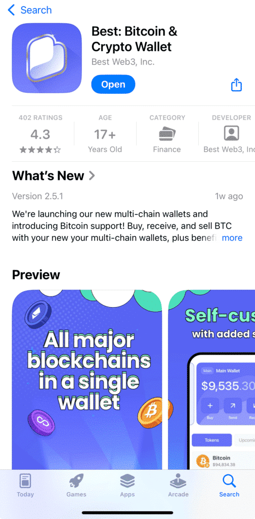 Best Wallet in de App Store voor iOS.