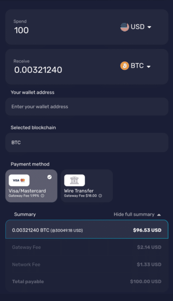 Nákup bitcoinu bez KYC v aplikaci Best Wallet