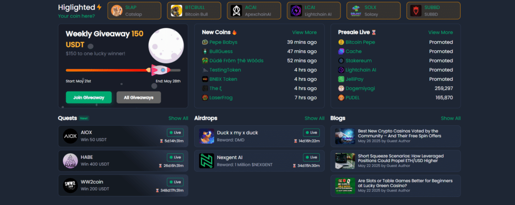 Coinsniper - launchpad pentru cele mai bune criptomonede noi