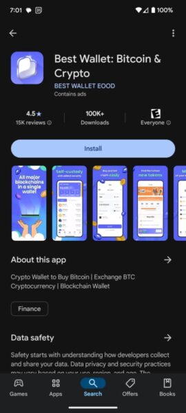 Langkah 1 Unduh Aplikasi Best Wallet