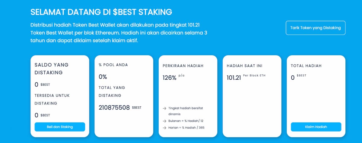 Penjelasan tentang imbalan staking $BEST.