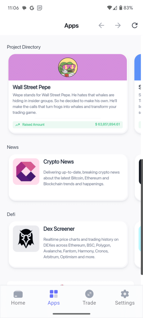 Funkce Upcoming tokens