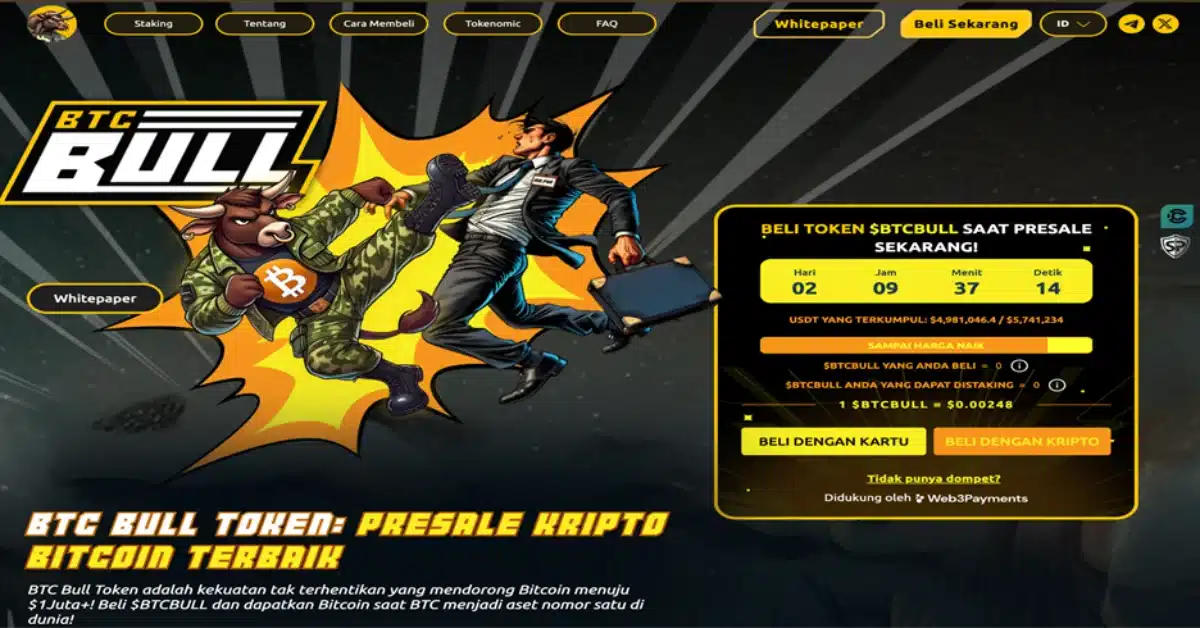 2. BTC Bull Token ($BTCBULL) – Meme Coin Bertema Bitcoin dengan Airdrop BTC Asli dan Mekanisme Burn