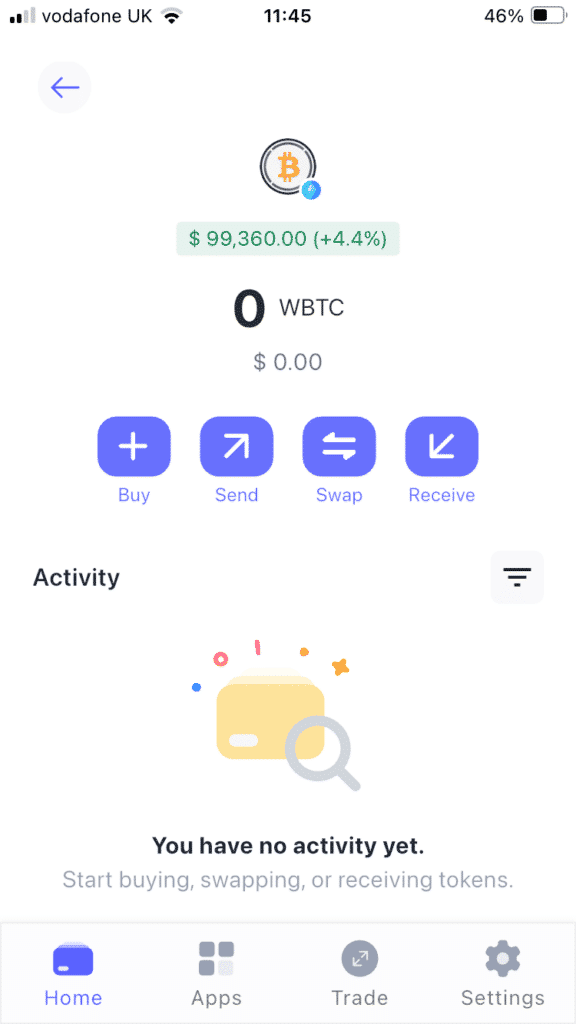Přehled tokenu WBTC v aplikaci Best Wallet.
