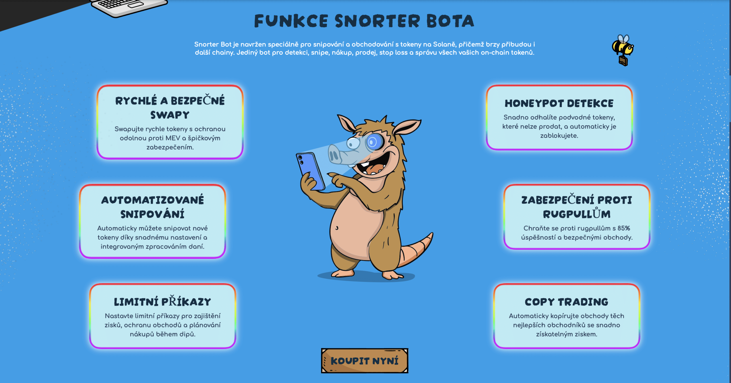 Klíčové funkce Snorter Bota