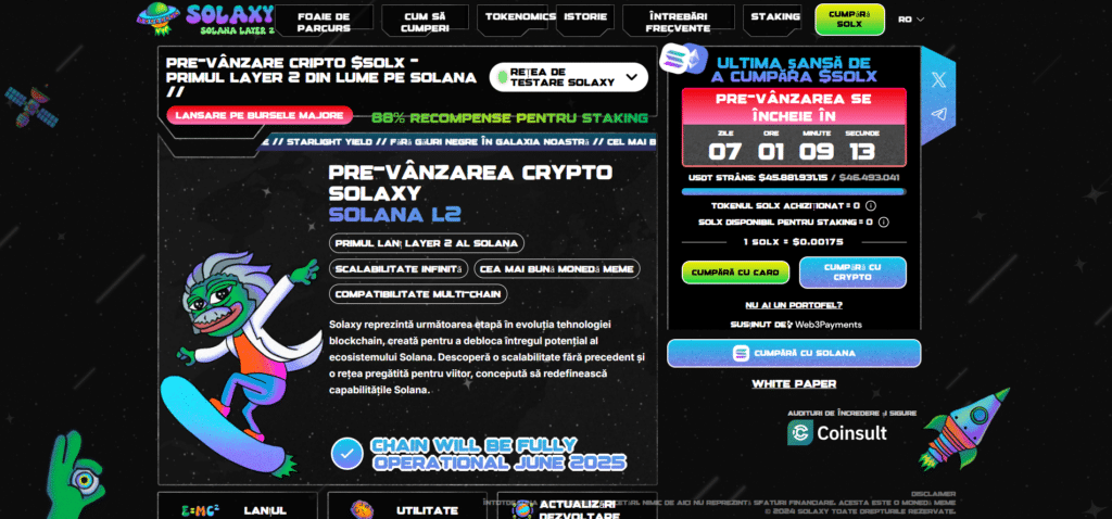 Solaxy - pre-vânzare criptomonede noi