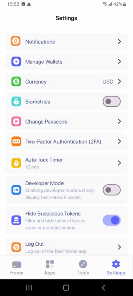 best wallet- seguridad del dispositivo