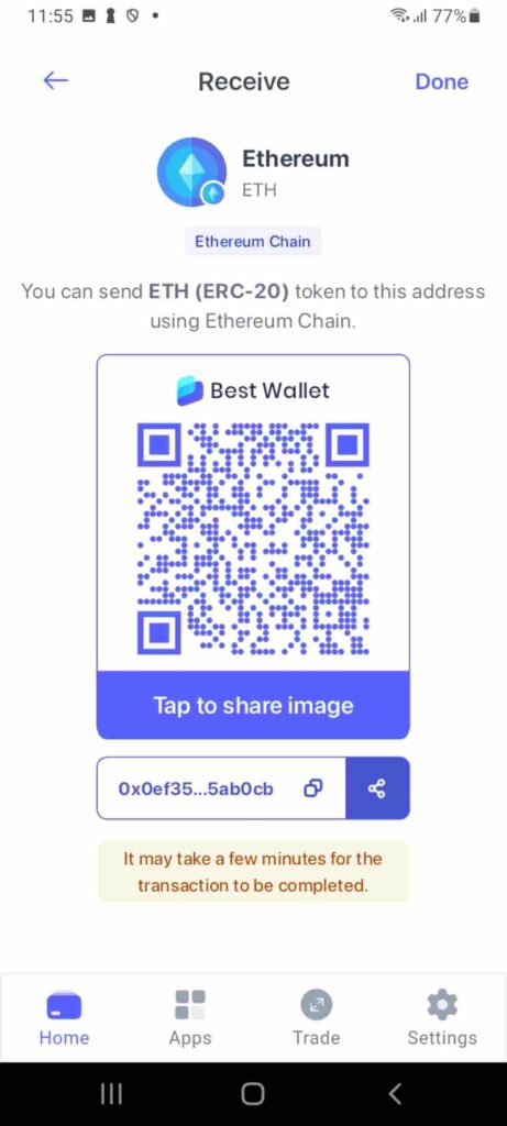 eth wallet- código qr