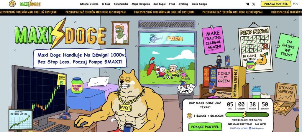 Maxi Doge najlepszy memecoin - strona glowna przedsprzedazy