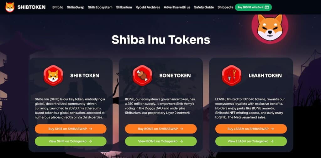 Shiba inu meme coin hjemmeside