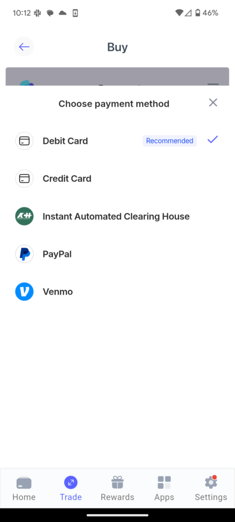 Payment methods on Best Wallet