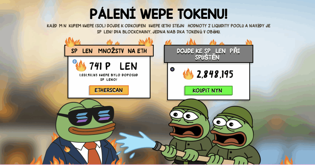Pálení tokenů - Wall Street Pepe