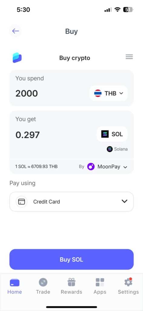 Best Wallet buy SOL with credit card