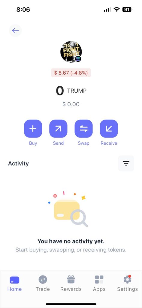 Trump Coin wallet on Best Wallet app