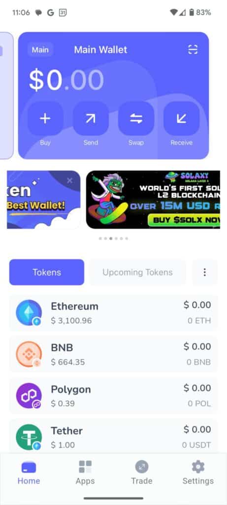 interfaz de al app de best wallet