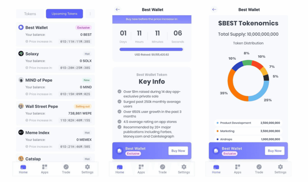 Nadcházející tokeny na Best Wallet